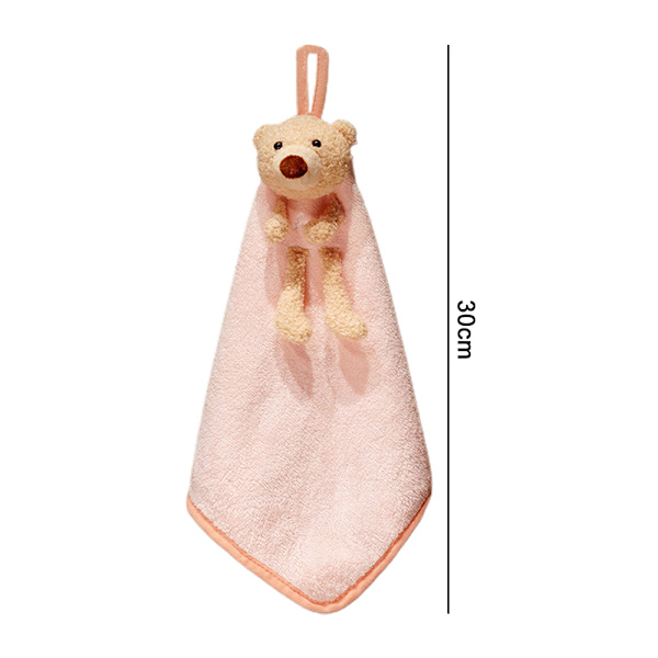 Pyyhe Korallifleece Ripustuspyyhe Kylpyhuone Ripustuspyyhe Pink Bear hand towel