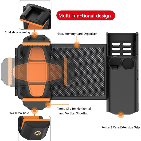 Osmo Pocket 3 -jatkeen pidike, yhteensopiva DJI Osmo Pocket 3:n kanssa, puhelinteline Pocket 3 -jatkeen sovitin, yhteensopiva DJI Pocket 3 -lisävarusteiden kanssa