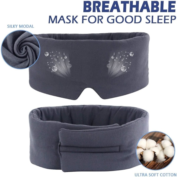 Uusi Sleep Mask - Modal Sleep Mask naisille ja miehille, kevyesti estävä unen naamio, 100% käsintehty, täysin peittävä silmänaamio