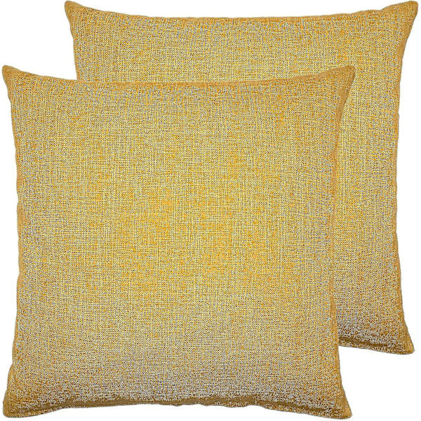 2 stk putetrekk i jute, 45x45 cm, pyntetrekk til pynteputer uten fyll, til bil, stue, soverom, kontor, gul
