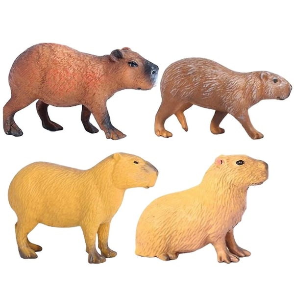 4pcs Capybaras Figurine Wildlife Capybaras Craft Small Capybaras Decors Desktop Capybaras Figurines