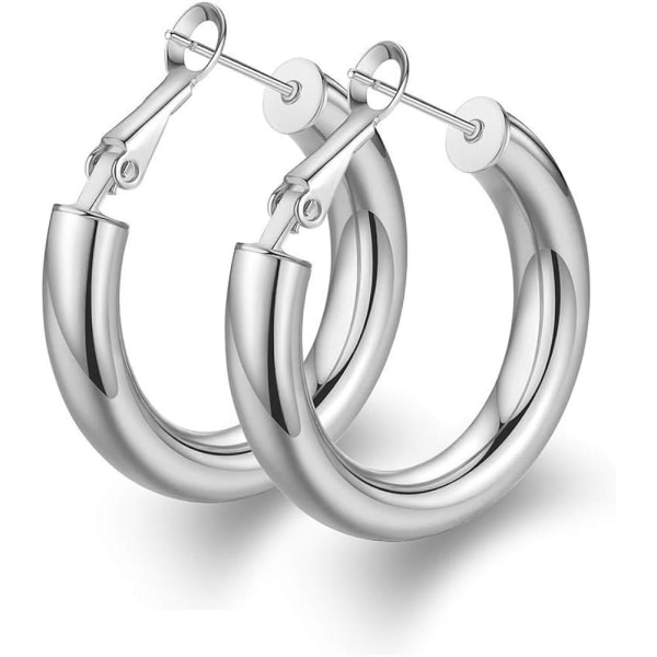 Ørepynt for kvinner Howllow Chunky Hoop Ørepynt 14K Gullbelagte Gull Hoops for kvinner White gold 30.0 Millimeters