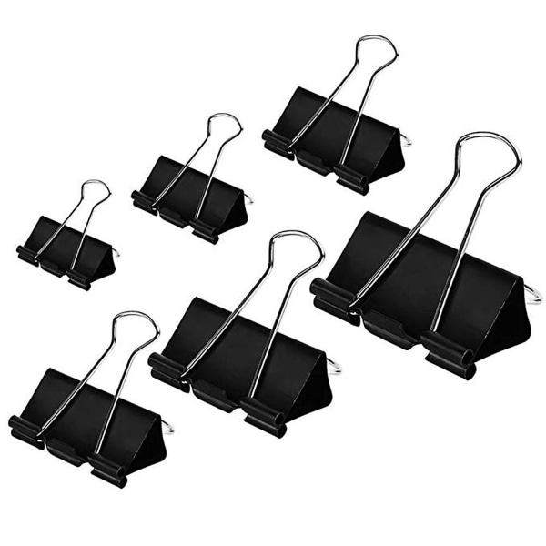 90 stk. sorte mappe universelle binder clips sorte papir klemmer papir klemme arrangør metal clips papir binder clips