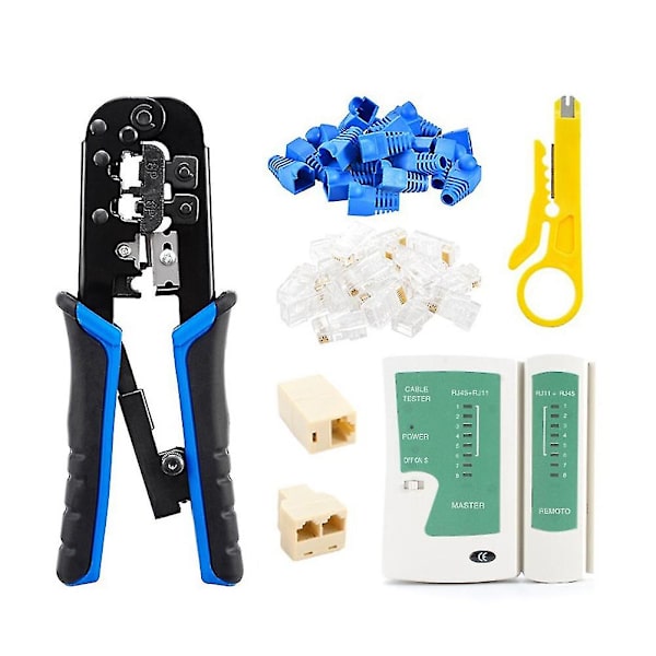 Nätverkskabeltestare Rj45 Crimpverktygssats Cat5 Cat5e Ethernet Crimpverktyg, Rj-11, 6p/rj-12 Crimp,