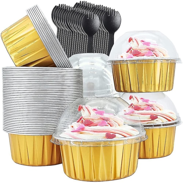 Muffinsformar i aluminiumfolie med lock, 50-pack, 150 ml