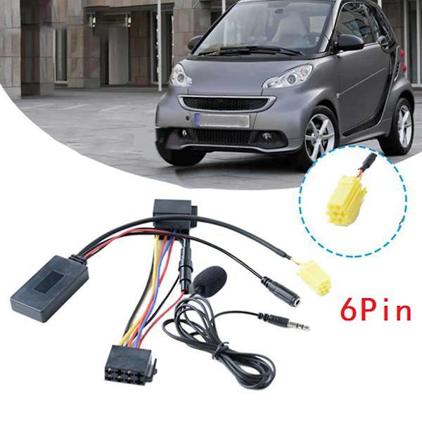 6-polet bil Bluetooth-lydadapter mikrofon håndfri aux-kabel til 159 Smart Fortwo 451