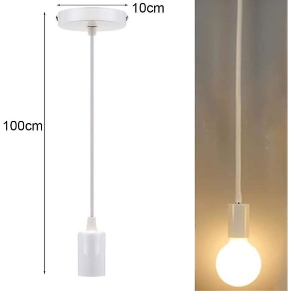 Metall hengende plastsokkel, hengende lampe med justerbar kabel for E27 base Hvit[energiklasse A+]