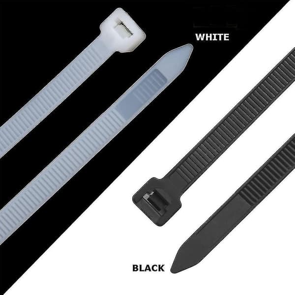 Kabelbindere 300mm X 7.6mm 100 stk., Premium Kvalitet Nylon UV-resistent - Sort