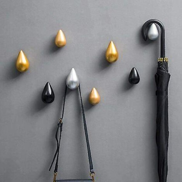 Set av 7 Creative Teardrop klädkrokar Krokar Väggdekor Modern dekor, guld