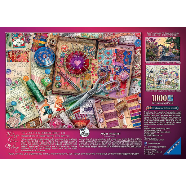 Ravensburger Vintage Dressmaking Aimee Stewart -palapeli (1000 palaa)
