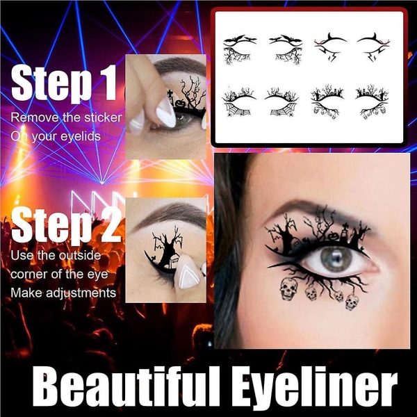 4 par Midlertidige Eye Stickers Gør det selv Halloween Eyeliner Eyes Make