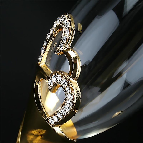 2 st/set Bröllopskristall Champagneglas Guld Metall Stativ Flöjter Vinglas