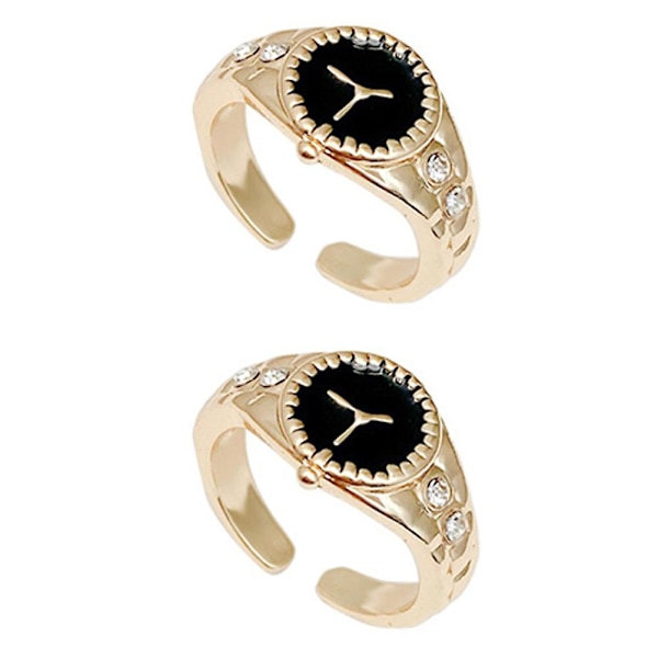 2 st Chic användbara justerbara smycken klocka ringformad klocka fingerklocka för dekoration present