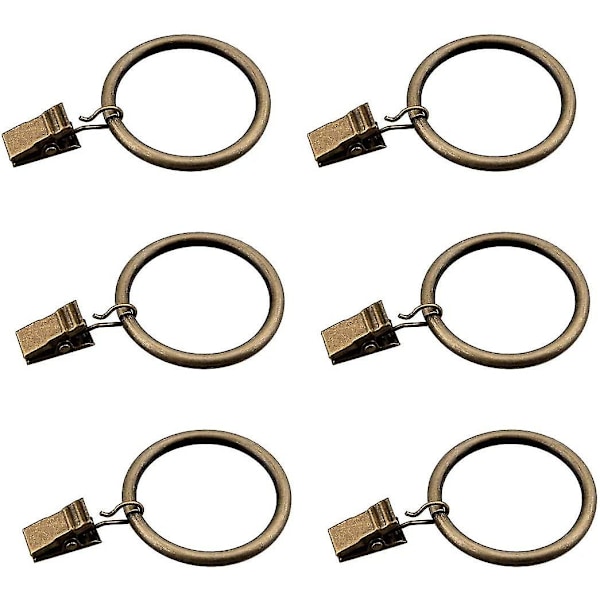 Sett med 30 bronse gardinringer med klips / Tunge dekorative metallgardinklipser med maljer for gardiner, bad
