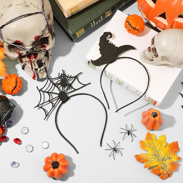 Hämähäkinseittipanta Noitapäähine Setti: Spooky Hiusasusteet