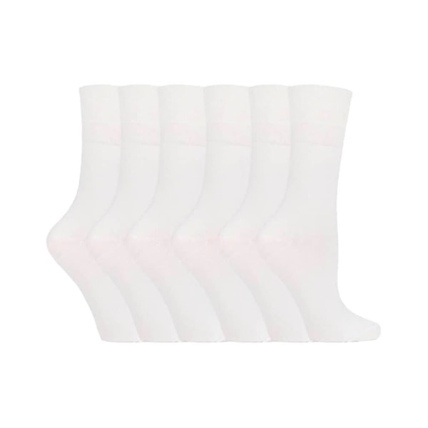 6 Pk ladies gentle grip non elastic socks 4-8 uk White