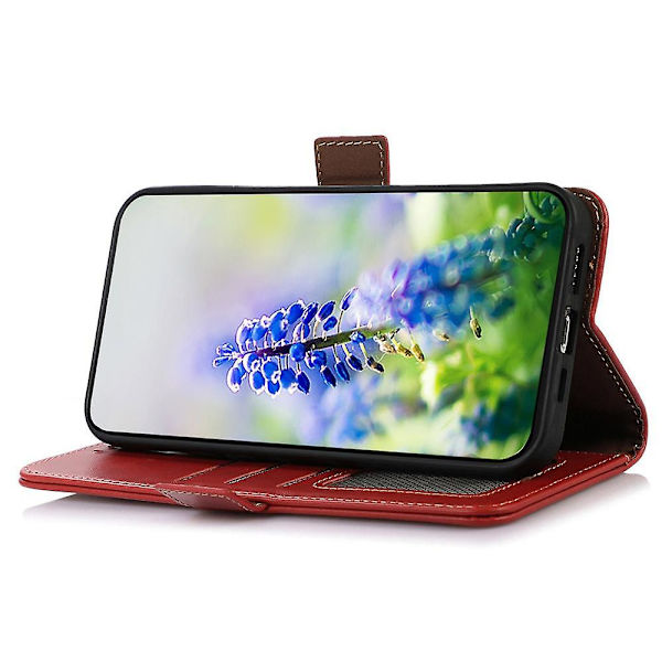 RFID-blockerande plånboksfodral i äkta läder till Asus Zenfone 10 5G/Zenfone 9 5G Red
