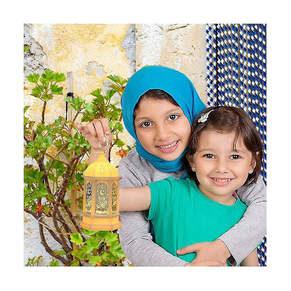 Ramadan Dekorasjon Lanterne Utsøkt Led Eid Lampe Batteri Po