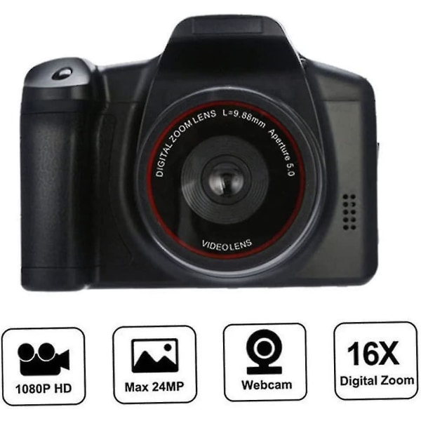 Kameraer Hd 1080p digitalt videokamera Videokamera Profesjonelt 16x digital  zoom opptakskamera med vidvinkelobjektiv svart 7cc9 | Fyndiq