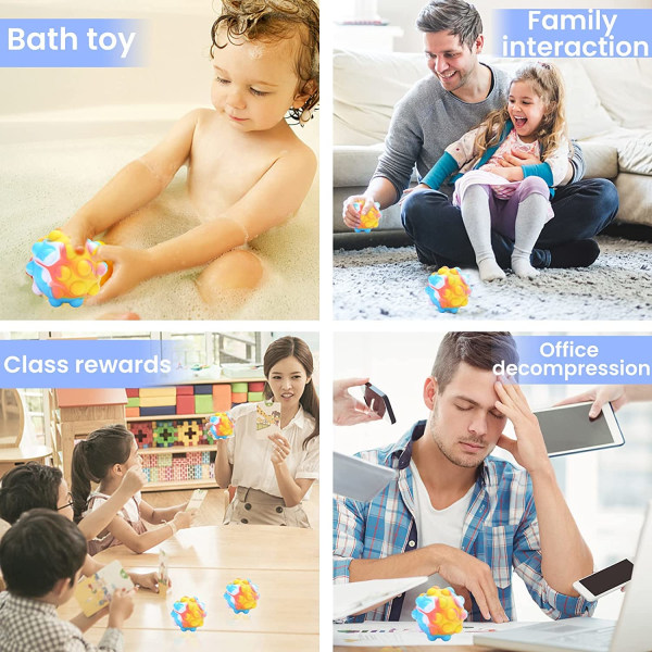 3D Pop It Ball Fidget Toys, Sensoriska Leksaker för autistiska barn