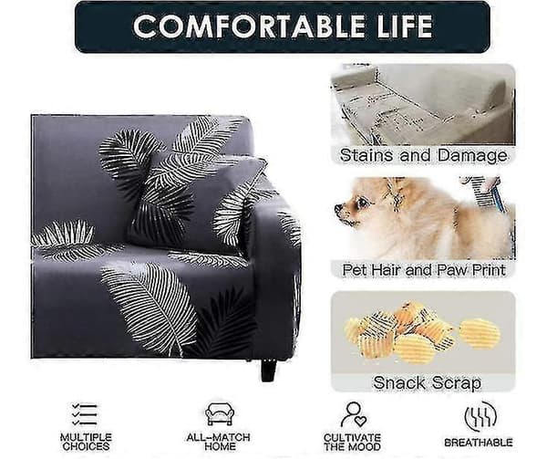 Trykt sofatrekk for 2-seters sofa - Spandex stretch-passform med elastisk stropp sofatrekk - 1-delt sklisikkert rynkebestandig sofatrekk (grå)