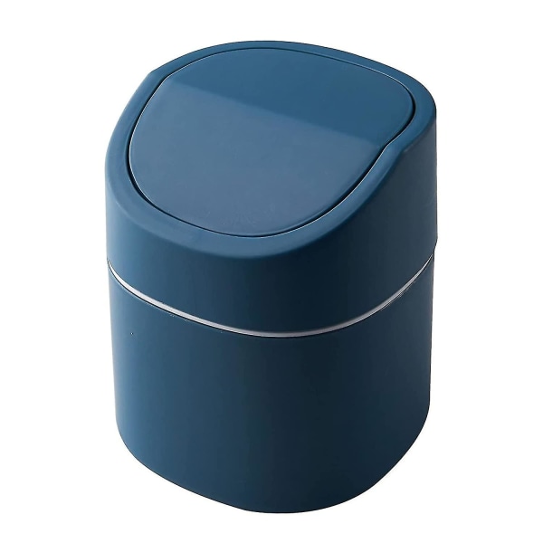Lille affaldsspand til bordplade, Mini skraldespand til køkkenbord, til toiletvask, kontor, - bomuldsrunder, makeupsvampe, 2 liter (blå)