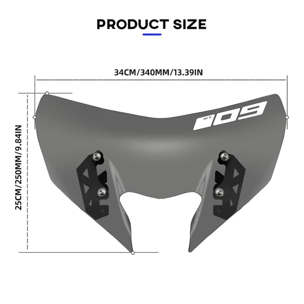 Tuulilasi Yamaha Mt-09/sp Fz-09 2017-2020 18 19 Tuulilasi Pare-brise Moottoripyörän Tuulisuojat Mt-09sp Mt09 Fz09 Mt Fz 09 No Sticker