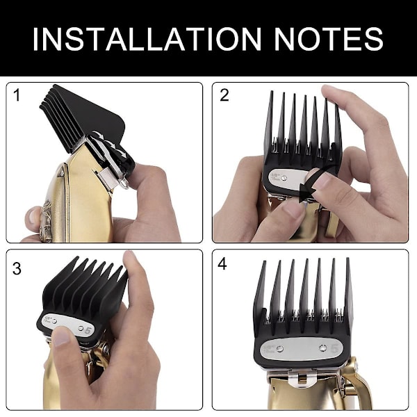 Clipper Guards Cutting Guides til Wahl Clipper - 10-pak, passer til alle Wahl-klippere i fuld størrelse, 1/16 tomme til 1 tomme (1,5-25 mm), sort