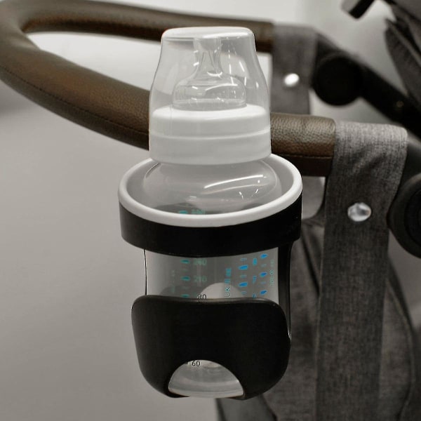 Flaskeholder / koppholder for barnevogner / buggy med anti-skli klemmeanordning