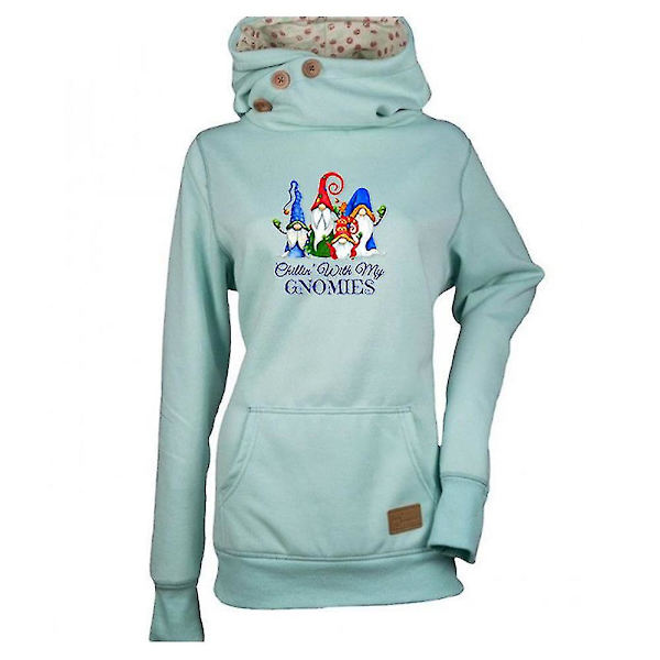 Jultröja med hög hals för kvinnor, jultröja med huva, pullover