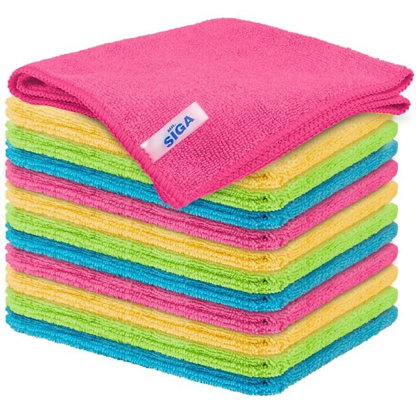 Mikrokuituiset puhdistusliinat, 8-pakkaus puhdistusliinoja, puhdistuspyyhkeitä 4 väriyhdistelmässä, 11,5\" X 11,5\" (vihreä/sininen/keltainen/pinkki)
