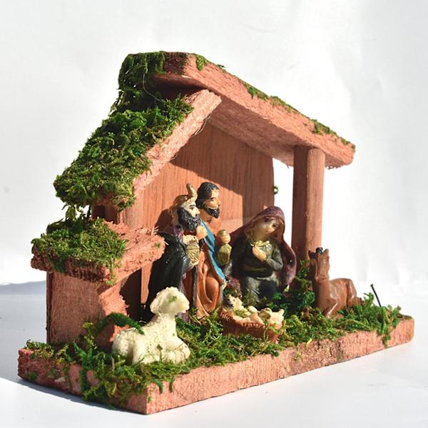 S Julkrubba Figurer Trä Julkrubba Med Julfigurer Trä Julkrubba Stall Inkluderar Maria Josef Vismän