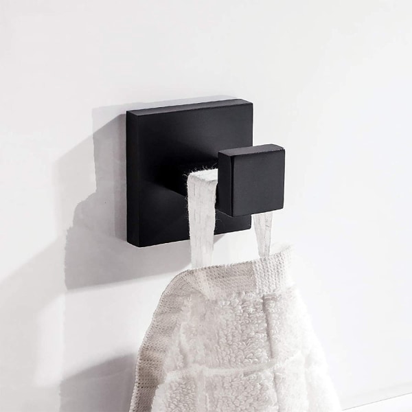 Seinälle kiinnitettävä ruostumattomasta teräksestä valmistettu pyyhekoukku Moderni musta pyyhetakki Ylellinen kylpyhuonetarvike （1 pakkaus）