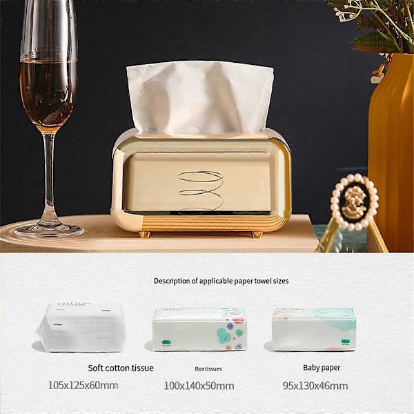 Lyxig Gyllene Tissuebox Förvaring Servetthållare Pappersfodral Organizer Ornament Hantverk Skrivbord