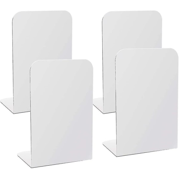 White Metal Bookends. Book Ends For Shelves With Foam Pads. Heavy Duty Book