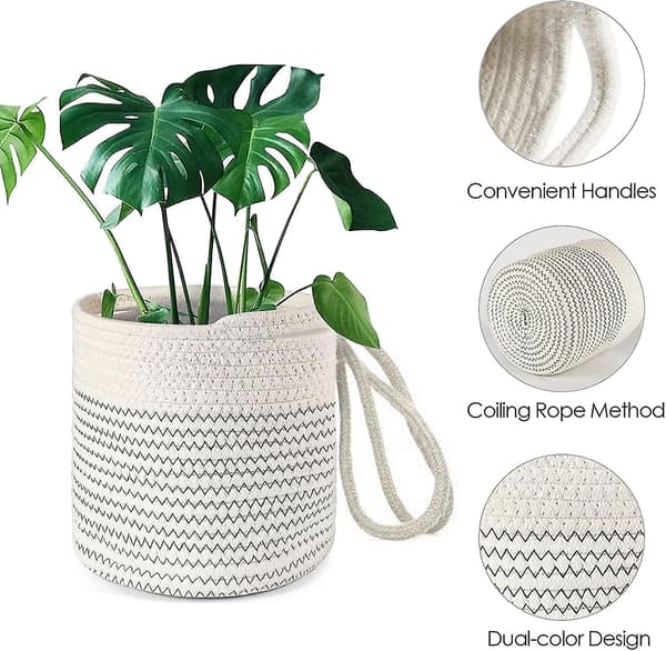 Planterkorg, 2 st rep hängande planterkorg Macrame blomkorg bomullsrep växtbehållare