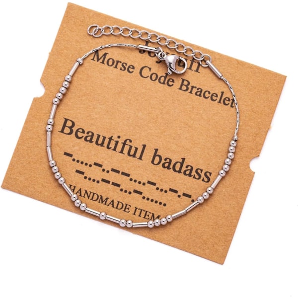 Morsekodarmband för kvinnor tonårsflickor Roliga presenter till sin mamma, dotter syster, bästa vän Inspirerande smycken, sidenpärlor, justerbart armband