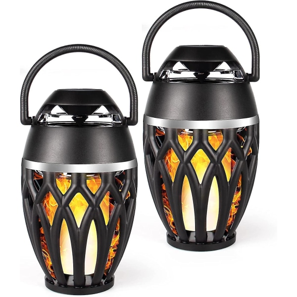 2-pack Utomhus Bluetooth-högtalare, Bluetooth 5.0 LED-flamhögtalare, IPX5 Vattentät Flamfackla Atmosfärshögtalare, Flamlampa, Presenter till Män Kvinnor
