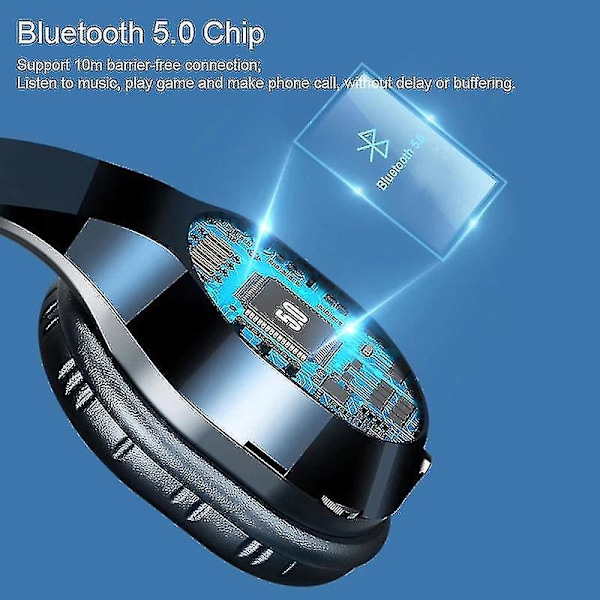 Hopfällbara stereoheadset för Bluetooth 5.0-stöd