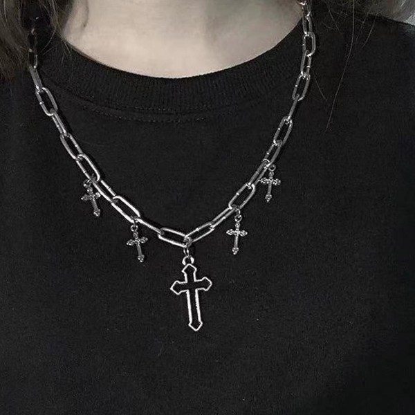 Silver Punk Byxor Kedjor Enkelsidiga För Cross Jeans Kedjor Kläder Prydnader