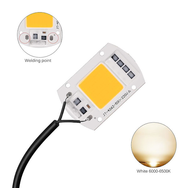 220v LED-projektør 20/30/50w Koldt/varmt hvidt Cob-chip Smart Ic