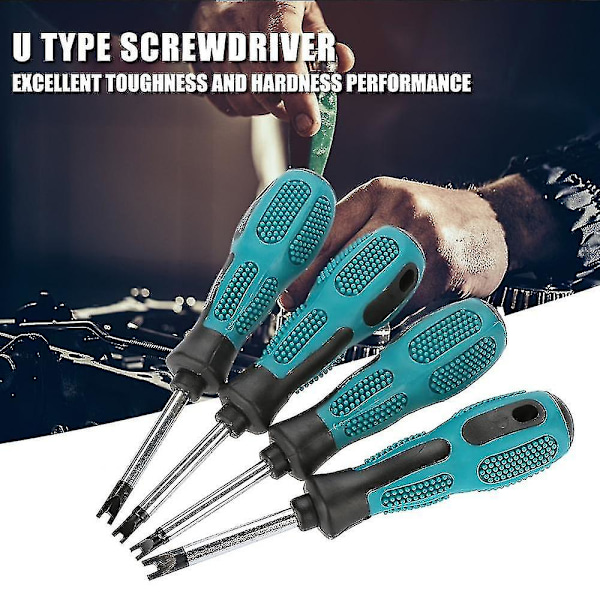 Skrutrekkersett, U-gaffel skrutrekker 4 stk. / sett U-gaffel skrutrekker magnetisk skrutrekker spor
