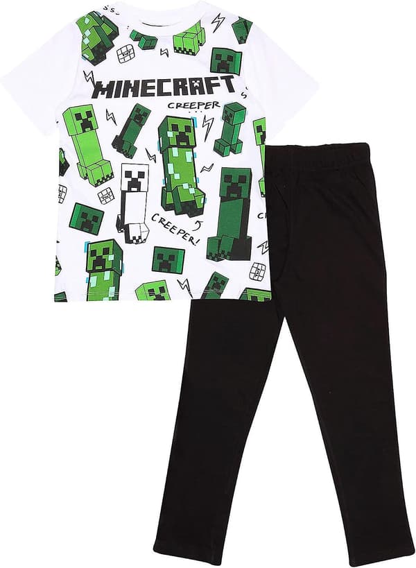 Minecraft Glitching Creeper Lang Pyjamas Sett, Barn, 4-15 År, Hvit, Offisiell Vare