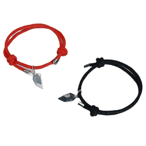2 st Magnetiska Armband i Rostfritt Stål med Hjärta Hänge Charm Par Armband För