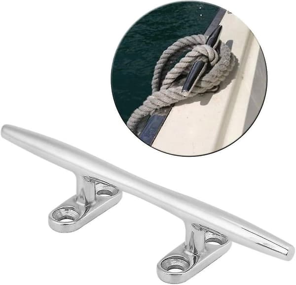 6 tommer marine båd klampe, 316 rustfrit stål dock dæk reb klampe hul base pullert sølv