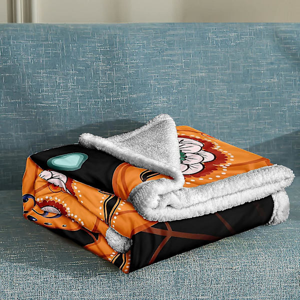 Halloween tæppe orange græskar tæppe sort Sherpa fleece tæppe tegneserie tæppe til soveværelse sofa sofa (halloween) ,halloween