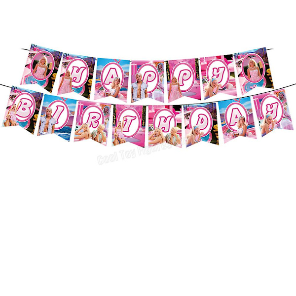 Ny film Barbie bursdagsfest dekorasjon rosa tema figurer ballongsett bakteppe papirplate vev servisetilbehør banner