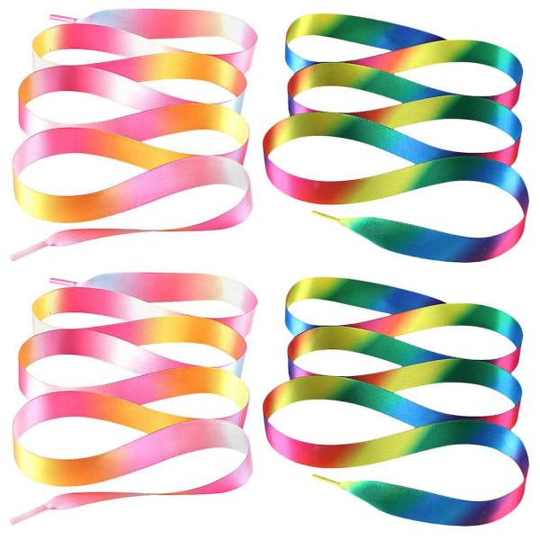 2 par 100 cm skosnöre polyester dekorativ regnbågsfärg
