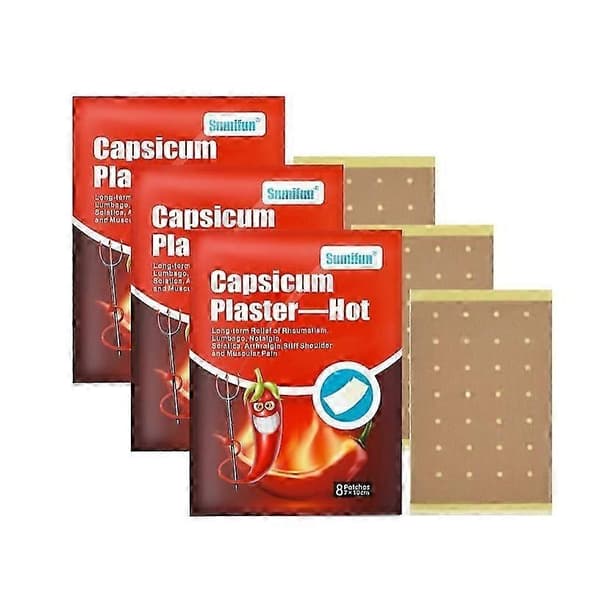 3 st Capsaicinplåster, Extra Stark Tiger Hot Patch, Värme Capsicumplåster 8 st/förpackning_2026