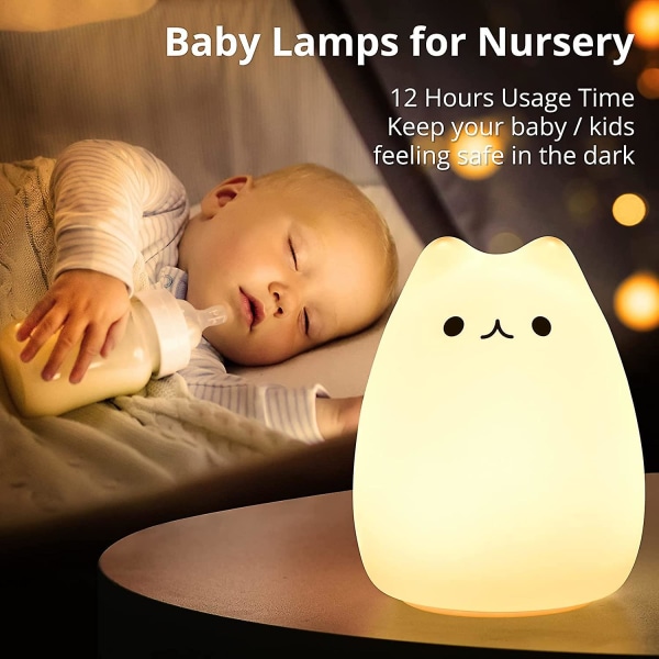 Kattelampe, nattlampe for barn på soverommet, Kawaii Kitty babybarnehagelampe